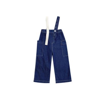 China New style high quality QUICK DRY little girl all season suspender pants fashion jeans pants for sale