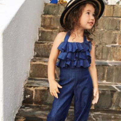 China breathable hot selling products denim overalls summer clothes for girls made in china for sale