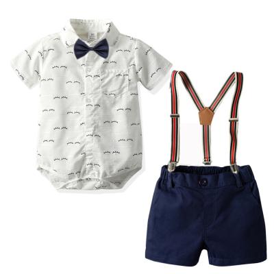 China 2021 casual new products on the china market fashion summer fashion boy paragraph printing shirt solid color back stripe short pants for sale