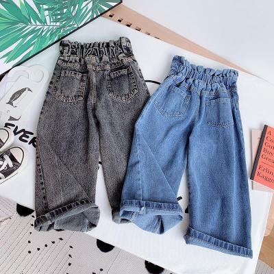 China Girl's breathable jeans spring outfit children's autumn new wide leg pants exports foreign trade Thailand and Vietnam girl's pants for sale