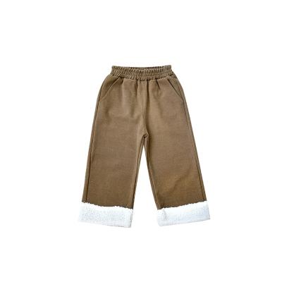 China Popularity Little Girl School Girl Casual Trousers Mouth Leg Pants Straight Leg High Outdoor Lamb Wool for sale