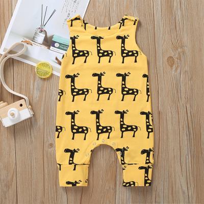 China Cartoon Breathable One-Piece Sleeveless Climbing Suit Customized Mustard Kids Summer Children Yellow Printed Romper 2021 for sale