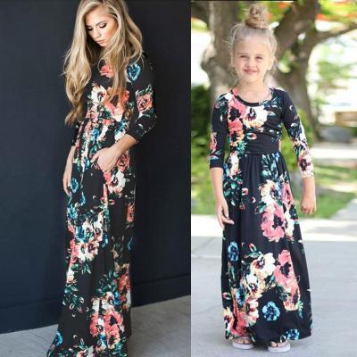 China European Anti-wrinkle clothing 2021 new and American foreign trade parent-child eBay printed mother-daughter dress women's dress with PS new for sale