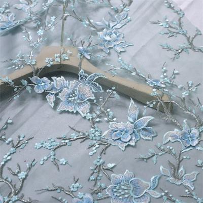 China Viable Fabric Supply 3D Embroidery Fabric Wedding Dress Stage Apparel Fashion Direct Embroidery Fabric for sale