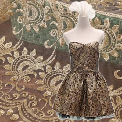 China High Quality New Viable Lace Embroidery Simple Embroidery Hollow Out Mesh Embroidery Lace Fabric Fashion Dress Fabric for sale