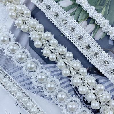 China Viable Handmade Sewing Accessories Dress Belt Wedding Dress Decoration Shoes And Hats Rhinestone Lace Yarn Edge Collar Beads for sale