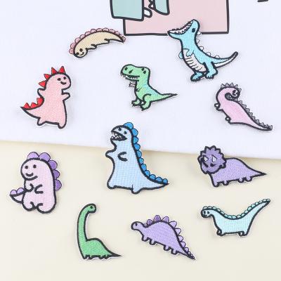 China Washable Dinosaur Clothing Label Computer Accessories Embroidery Label Cartoon Animal Cloth Embroidery Patch Customized Garment Labels for sale