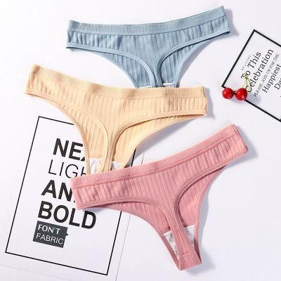 China HD010 Dropshipping Antibacterial Women's Panties Sexy G-string Thongs Striped Cotton Ladies Underwear for sale