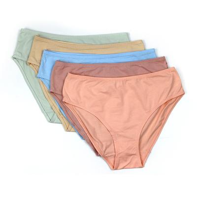 China Cotton Antibacterial Soft Waist Breathable Solid Color High Briefs Women's Underwear Panties For Women for sale