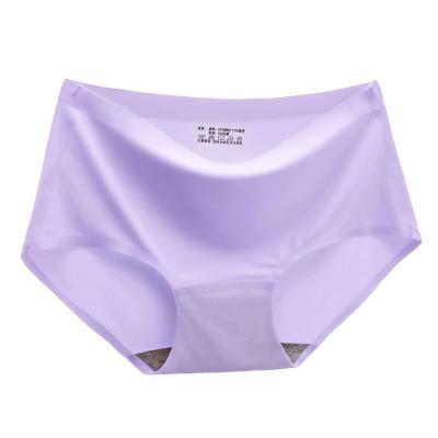 China Antibacterial Women Ice Panties Unmarked Panties One Piece Riangle Plus Size Breathable Sexy Silk Panties for sale