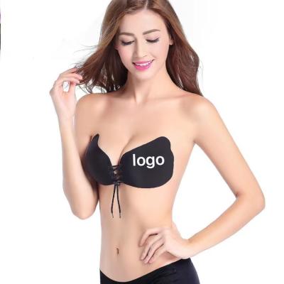 China Silicone Eco-Friendly Magic Strapless Pump Bra Wing Shape Self Adhesive Sticky Sticky Invisible Bra Backless for sale