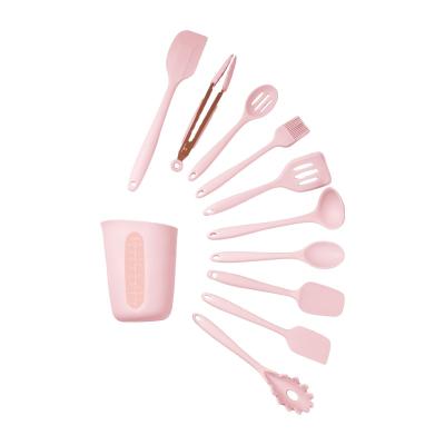 China Sustainable Wholesale 11pcs Silicone Kitchen Utensil Set Cooking Tools With Silicone Measuring Cup for sale