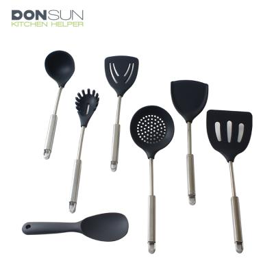 China LFGB Stainless Steel Serving Standard Utensil Sustainable Standard Serving Cookware Set Silicone Cooking Utensils Set for sale