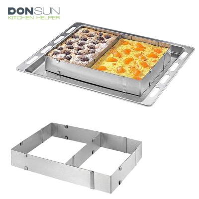 China DIY Sustainable Reusable Cake Mold Stainless Steel Mousse Adjustable Rectangular Baking Ring for sale