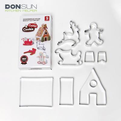 China Workable 3D Gingerbread House Stainless Steel Cookie Cutters Set for sale