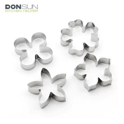 China Sustainable 4 Pieces Stainless Steel Flower Shape Cookie Cutter Set for sale