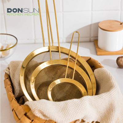 China Good Stainless Steel Mesh Strainers Sustainable Set Of 4 Kitchen Copper Strainers for sale