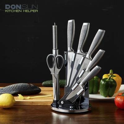 China Sustainable Cutlery Set Gift 8pcs Stainless Steel Kitchen Knife Set With Acrylic Holder for sale