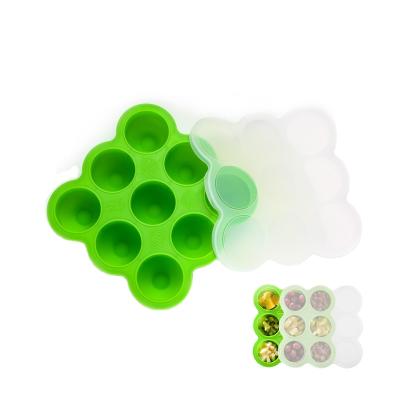 China Convenient Amazon Hot Sale 9 Holes Silicone Baby Food Storage Containers With Lid for sale