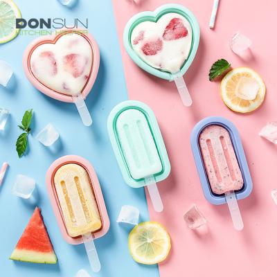 China Viable Hot Selling Heart Shaped Popsicle Mold Silicone Ice Lolly Mold Ice Cream Mold for sale