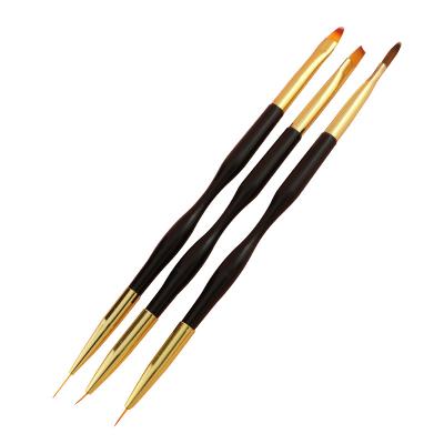 China Light up 3 PCs 2 in 1 Nail Pen Dual End Painting Coating Drawing Drawing Tools Nail Art Pen Brush Acrylic Round Flat for sale