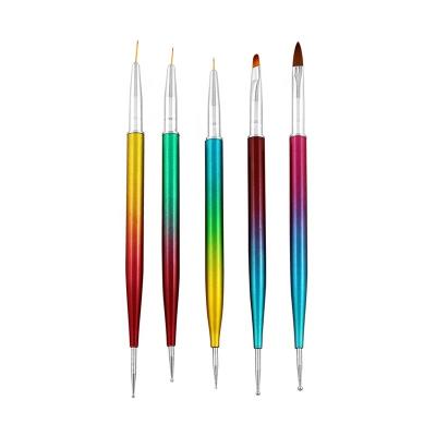 China Double Painted Drawing Nail Art Liner Brush 5pcs Metal Light Gradient Nail Brush and Nail for sale