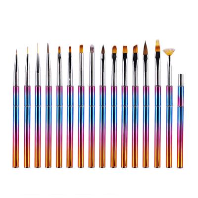 China Finger Nail Art 15 Sizes Drawing Brush Nylon Coating Brush Nail Brush Pens Gel Nail Polish For Nail Art for sale