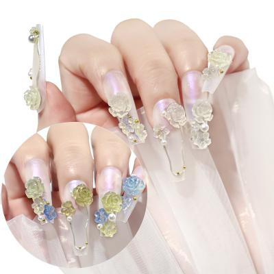 China Nail Art Beauty Rose Shaped Rhinestones Mixed Size Diamonds Glitter 3D Shiny Crystal Nail Art Decorations for sale