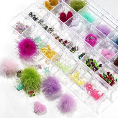 China Wholesale Colorful Rhinestone Ball DIY 3D Nail Jewelry Plush Mink Nail Art Detachable Manicure Nail Beauty Products New for sale