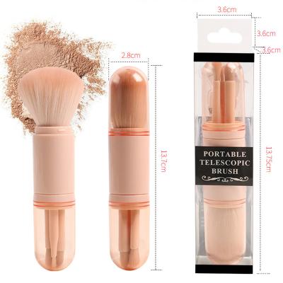 China Angular Blush 4 in 1 Portable Mini Eye Brush Complexion Telescopic Travel Makeup Brush Beauty Tool for sale