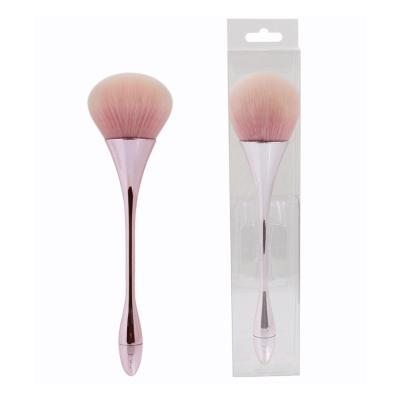 China Angular Blush Rose Gold Small Waist Loose Single Powder Make Up Custom Brushes for sale