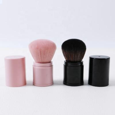 China Retractable Portable Cosmetic Brush Mini Powder Foundation Blush Makeup Tool High Quality Flat Brush Pink Black for sale