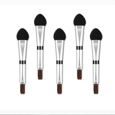 China Dual Flat Brush Head With Synthetic Hair And Sponge Small Portable Eye Makeup Brushes for sale