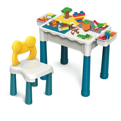 China DIY Building Brick Block Table 50pcs Plastic Blocks Play Table Learning Table Set Legos Blocks Toy Furniture Medium for sale