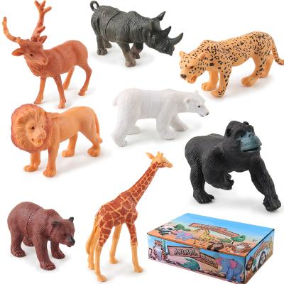 China Pretend Play Set PVC Simulation Jungle Model Toy Set Forest Animal Toy Grassland Figure Wild Animal Set for sale