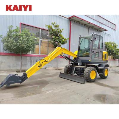 China Cheap Hotels Kaiyi Wheel Excavator 4 Ton Mini Backhoe Loader for sale