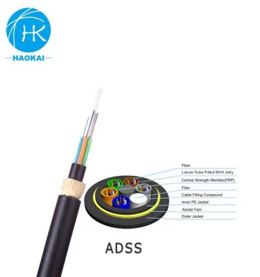 China High Quality Aerial Blown Armored Networking G652d 48F 24Core Adss Fiber Optic Cable for sale