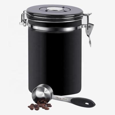 China Airtight Freshness Preservation Coffee Container Coffee Canister 304 Stainless Steel Container Food Storage With Spoon for sale