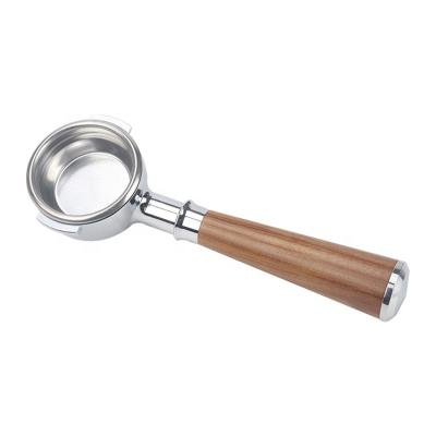 China Coffee Tools Stainless Steel Espresso Coffee Tamper Handle Flat Low Wooden Coffee Portafilter for sale