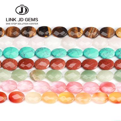 China Natural Mateiral Loose Gemstone Faceted Oval Shape For Necklace Earring Making Fancy Agate Jade Beads For Bracelet for sale