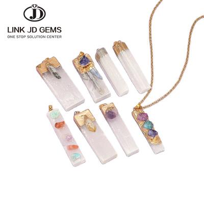 China New Style Natural Gemstone Mateiral 1PCS Pendant Plaster With Quartz Amethyst Jewelry Charm Healing Pendant Natural Stone Necklace for sale