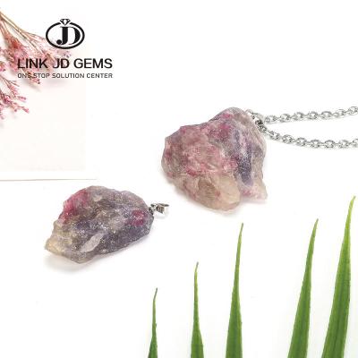 China Mateiral Natural Natural Tourmaline Raw Stone Pendant For Making Necklace Earring Women Necklace Gifts Shape Jewelry Charms Accessories for sale