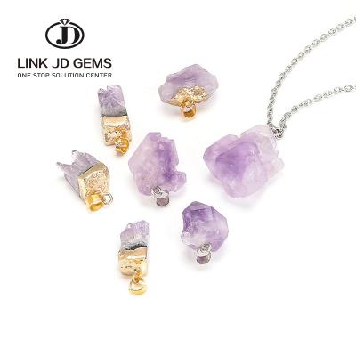 China Mateiral Natural Natural Amethyst DIY Jewelry Rough Pendant Necklace Earrings Accessory Bracelet Charms Gemstone Gifts Decoration Fitting for sale