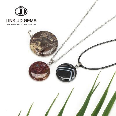 China Mateiral Natural Agate Round Shape Pendants For Jewelry Making Cake Shape DIY Necklace Wholesale Stones Charm For Fittimg Earring for sale