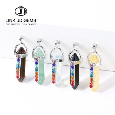 China CLASSIC Hot Selling Natural Topaz Gemstone Hand Made Polished 7 Chakra Gemstone Alloy Pendant For Body Decoration for sale