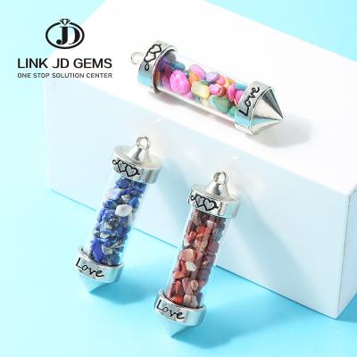 China Jewely CLASSIC Fashion Charm Natural Lapis Lazuli Gravel Wish Pendulum Reiki Chip Stone Bottle Pendant Body Jewelry Display for sale