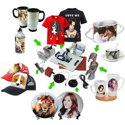 China Shops printing shops printing free to shipping agent, 8 in 1 combo sublimation blanks machine for t-shirt heat press machine for sale