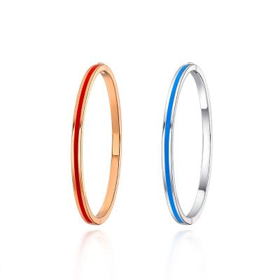 China FASHIONABLE Wholesale Jewelry Quality S925 Fine Bangle Wrist Bracelets Sterling Silver Enamel Colorful Bangle Bracelet for sale