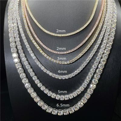 China Wholesale punk vvs 925 sterling silver bracelet 3mm necklace bracelet 2mm 5mm 4mm round cut moissanite tennis chain for sale