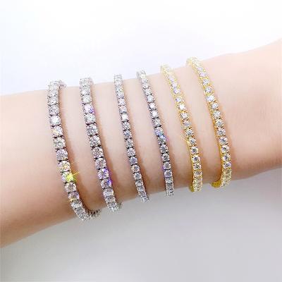 China Fashion jewelry 925 punk fashion jewelry 925 sterling silver vvs gra band round cut bracelet 3mm moissanite tennis chain for sale